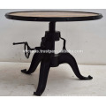 New Black Crank Coffee table With Round Wooden Top with Metal Frame